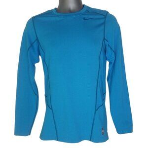 Nike Pro Combat Hyperwarm Lite Mens Long Sleeve Compression Shirt S Blue Workout